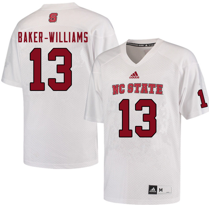 Men #13 Tyler Baker-Williams NC State Wolfpack College Football Jerseys Sale-White - Click Image to Close